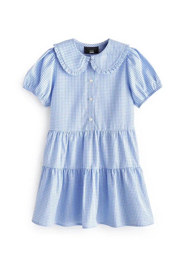 Платье повседневное Next, Rich school gingham tiered pretty day dress, темно-синий — фото 3