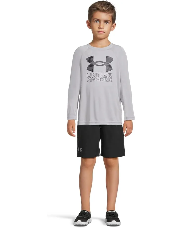 Лонгслив Under Armour Kids Tech Hybrid Print Long Sleeve (Big Kids), Mod Gray/Black — фото 4