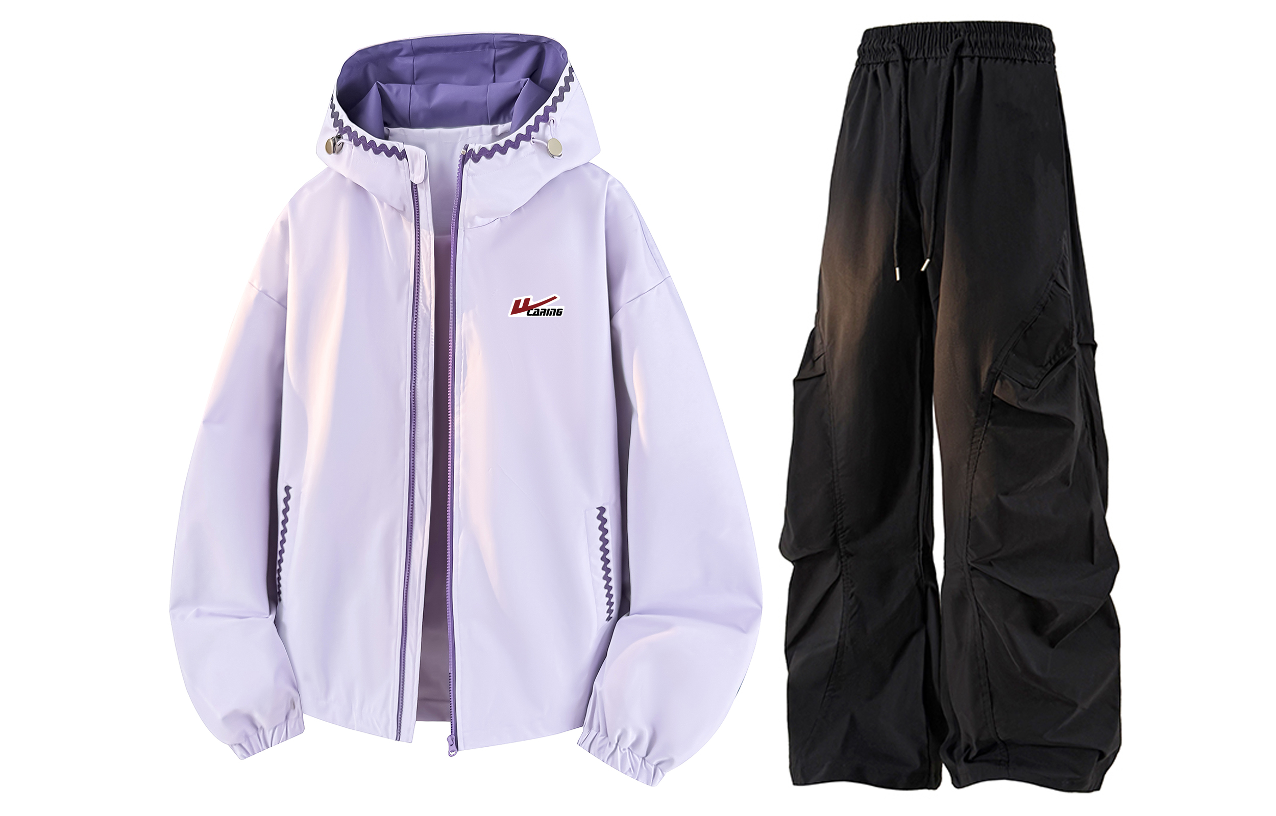 

Повседневная спортивная одежда Unisex WARRIOR, светло-фиолетовый+черный (2-piece set diy badge)