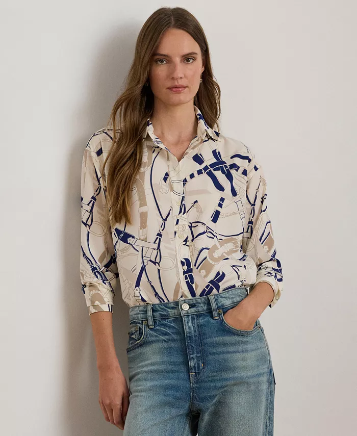 

Женская свободная рубашка с принтом Lauren Ralph Lauren, белый