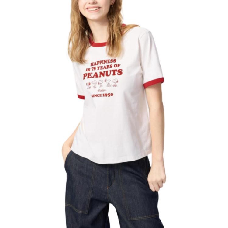 UNIQLO Футболка x PEANUTS Collaboration женская белая — фото 4