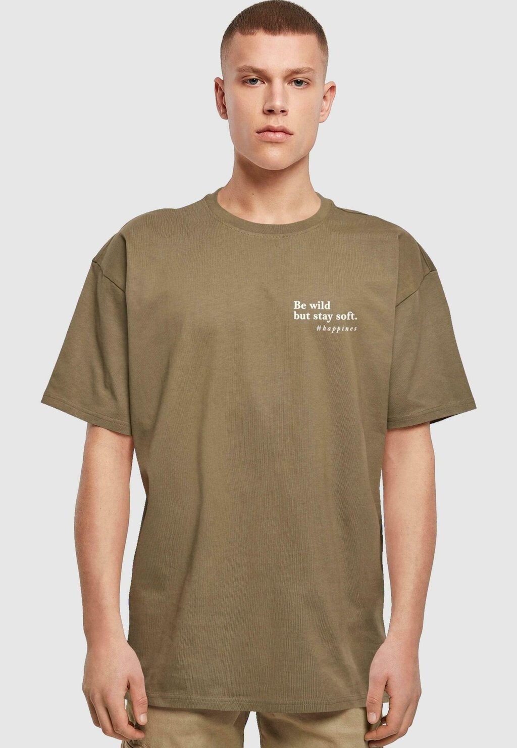 

Футболка с принтом HAPPINES HEAVY TEE Merchcode, оливковый