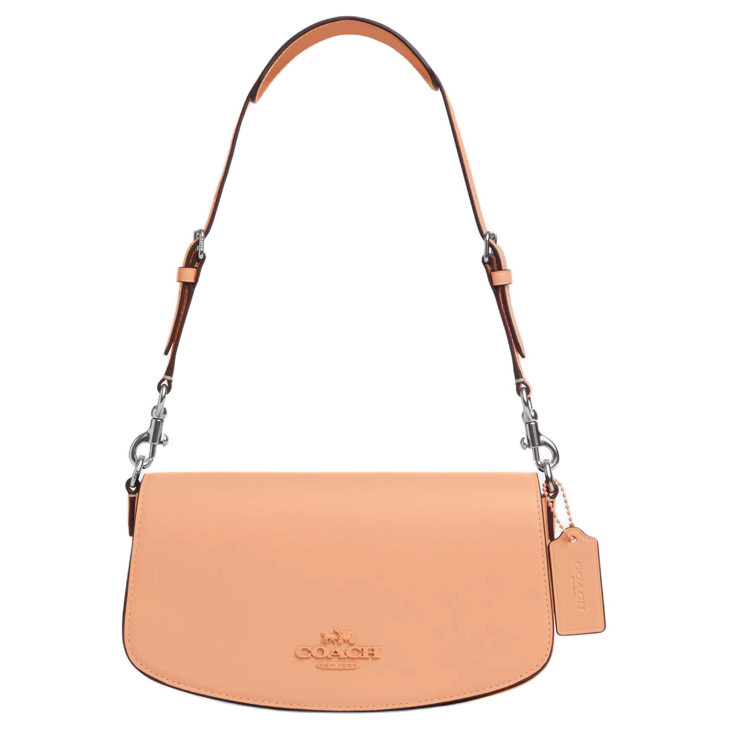 

COACH Изящная женская сумка через плечо среднего размера из телячьей кожи серебристого и нежно-розового оттенков