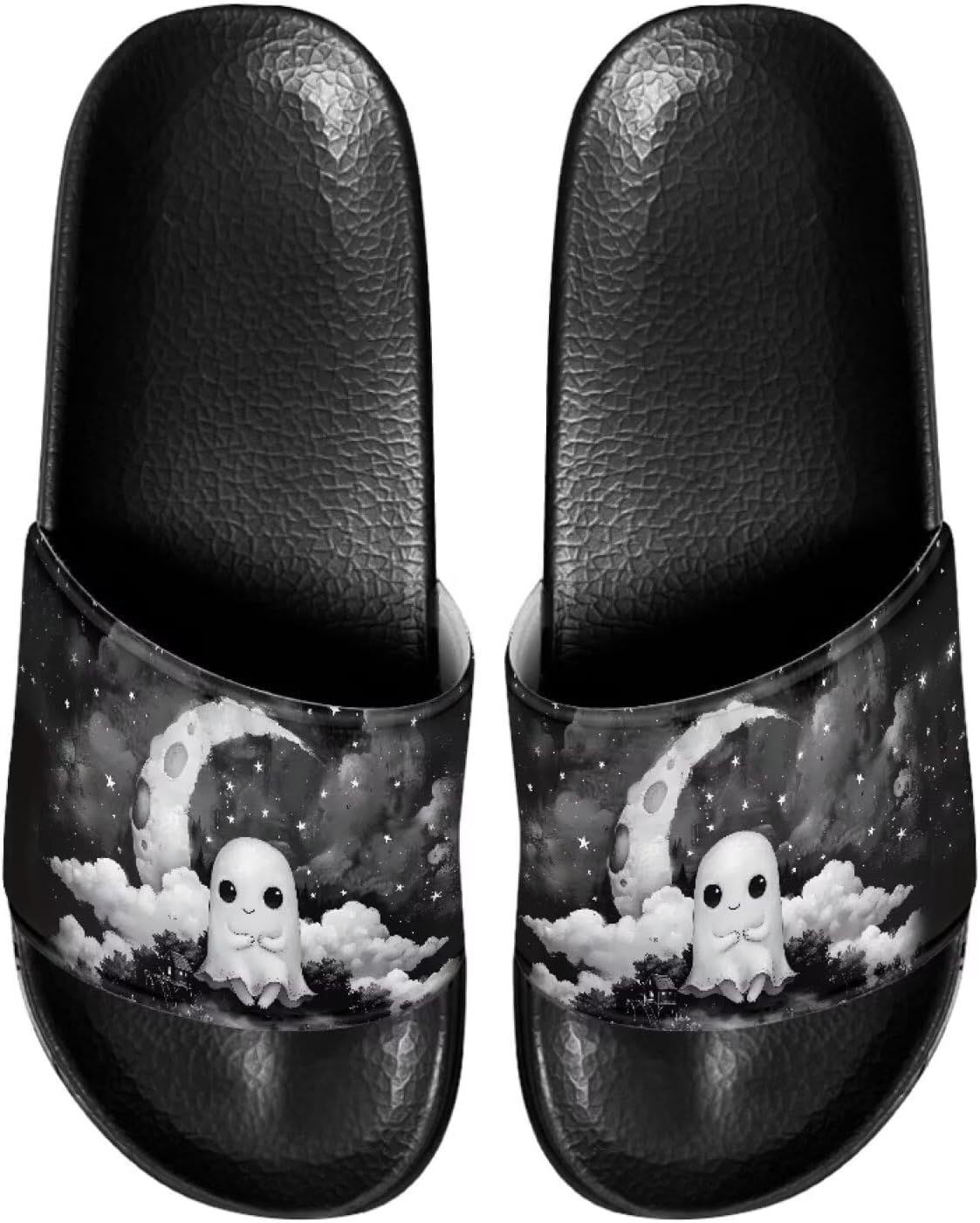 

Шлепанцы для женщин и мужчин с мягкой подошвой, комфортные, нескользящие, летние сандалии Judentidos, Halloween Cute Ghost Moon