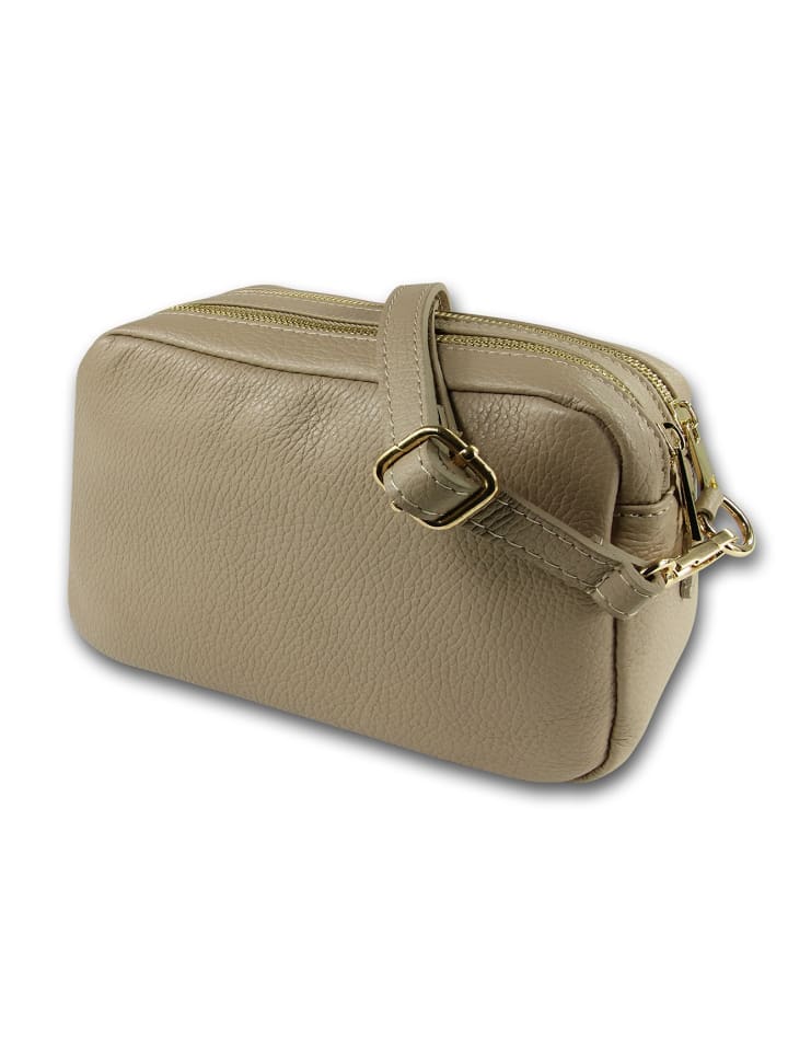 

Кожаная сумка через плечо Toscanto бежевая, серо-коричневая, примерно 22 см Toscanto