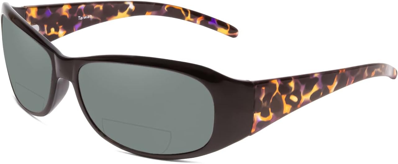 

Солнцезащитные очки Calabria 645SB с поляризованными линзами и бифокальными линзами +2.00, черные, фиолетовые, черепаховые/серые, женские, овальные, бифокальные, стильные, в жестком футляре