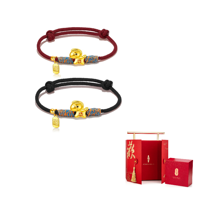 

Браслет-шнур Jodie&Kevin Unisex Jodie＆Kevin, [horse]wealth-temple of wealth style-черный темно-красный 1 pair