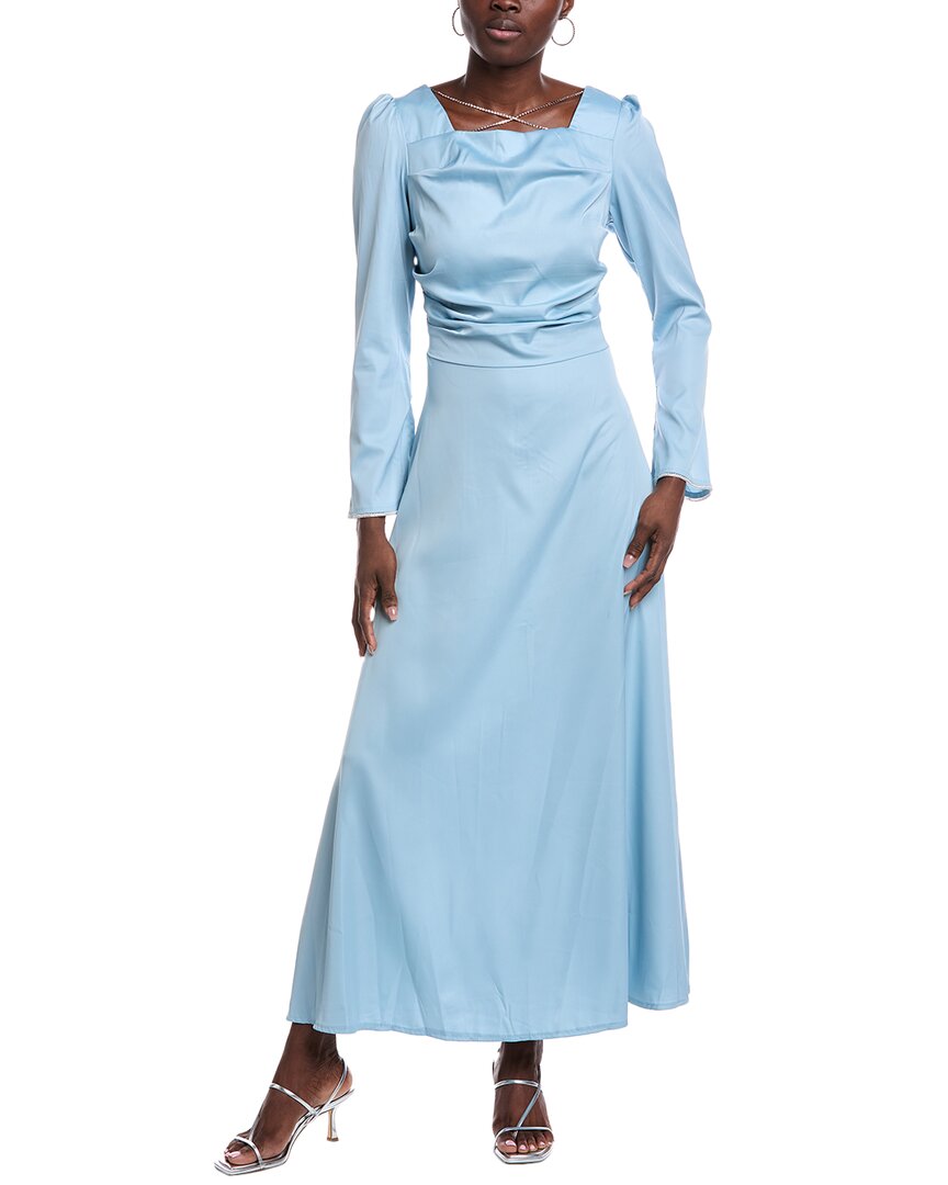 

JL LUXE Платье макси с драпированными складками, синий