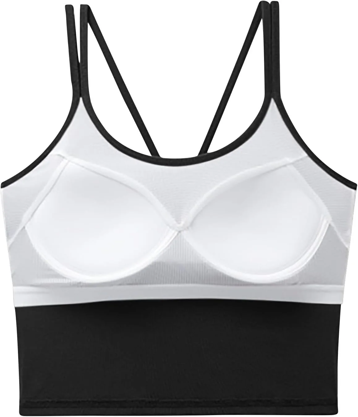 Топ с встроенным бюстгальтером для женщин 2026 Stretch Spaghetti Strap Camisole для многослойности с мягкими чашечками Generic, черный — фото 3