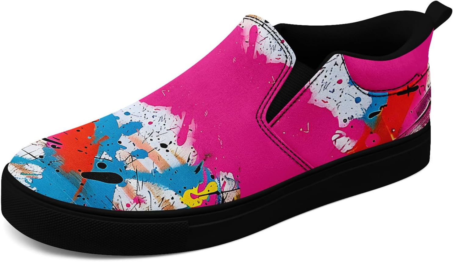 

Мужские модные холщовые кеды, женские слипоны, удобные в носке, дышащие, легкие, стильные кроссовки с графическим принтом, повседневная обувь Awsole, черный/красный/синий/розовый