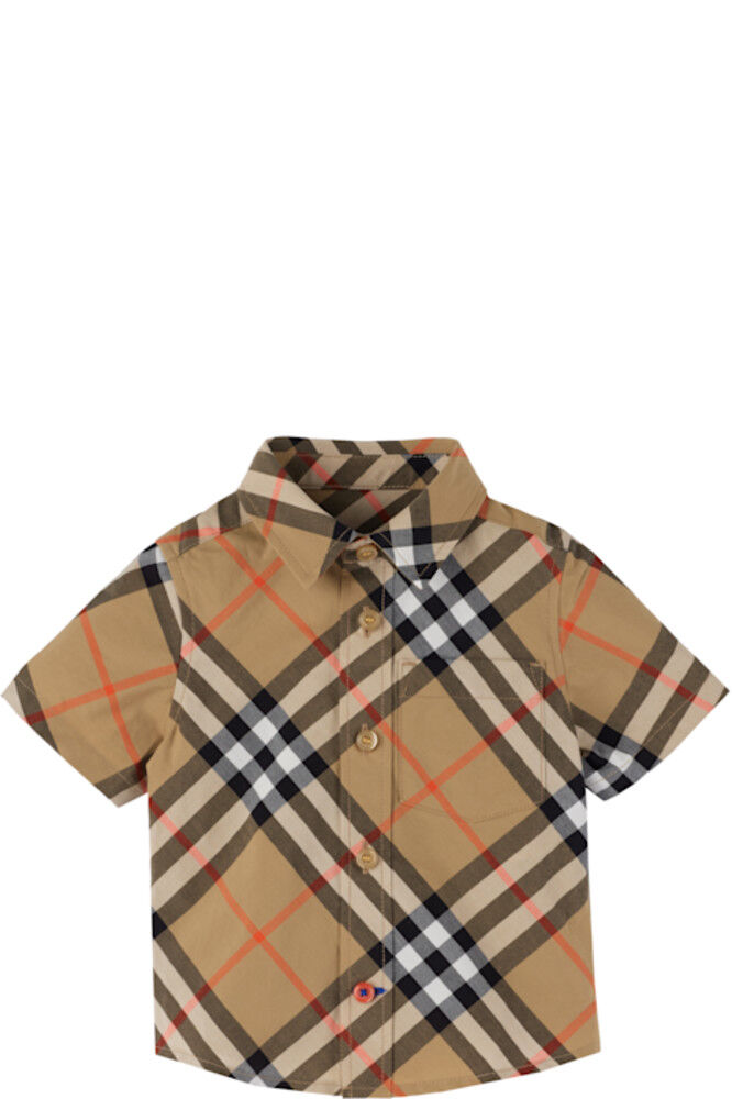 

Бежевая хлопковая рубашка в клетку Burberry