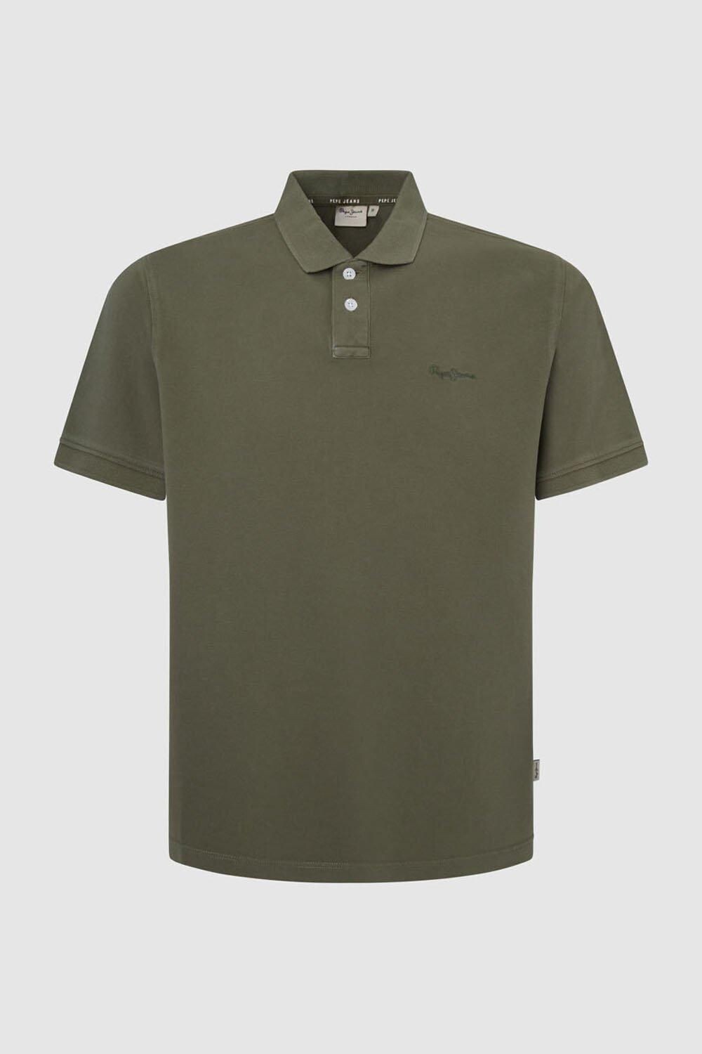 

Рубашка-поло Pepe Jeans New Oliver Garment Dyed Small Logo, хаки