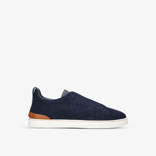 

Джинсовые низкие кеды Triple Stitch с контрастной подошвой Ermenegildo Zegna, цвет denim