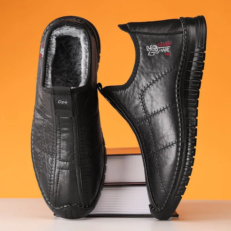Зимние ботинки для мужчин, теплые снегоступы с флисовой подкладкой, ботинки до щиколотки с водонепроницаемой и нескользящей подошвой, обувь для работы на улице и походов в холодную погоду, для повседневного ношения Qacksv, черный — фото 3