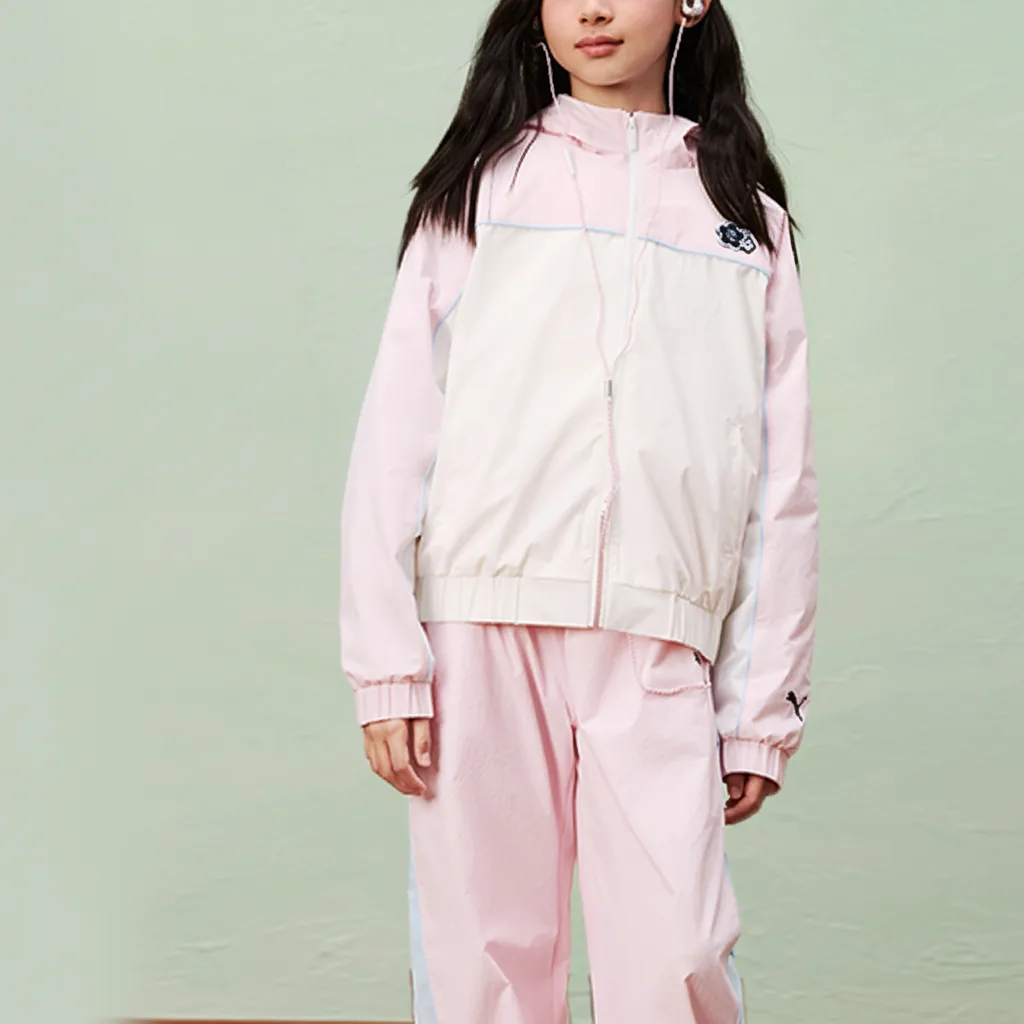 Детская куртка с капюшоном тонкая PUMA, розовый 60001 — фото 4