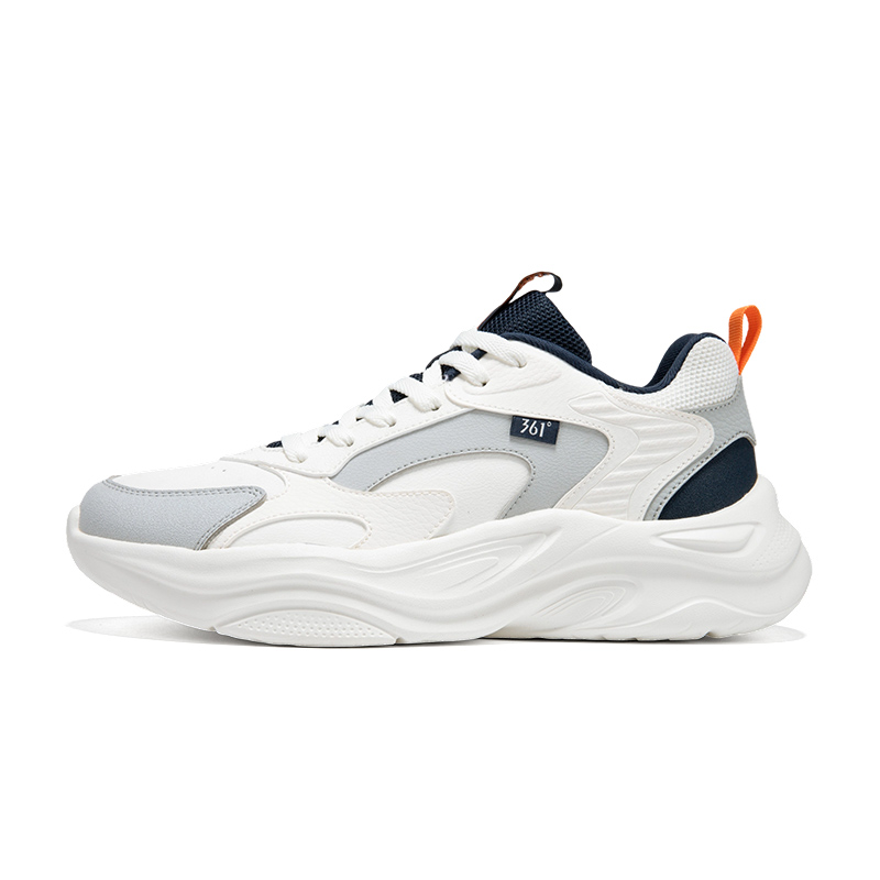 

Мужские повседневные кроссовки для бега с низким верхом, амортизацией и противоскользящей подошвой 361°, feather белый/photon серый