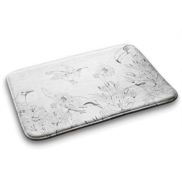 

Коврик для ванной Tulup Linien Vögel, 75x1x75 см, белый