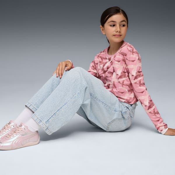 Футболка с длинным рукавом с узором для больших детей Bowtique Puma, розовый — фото 3