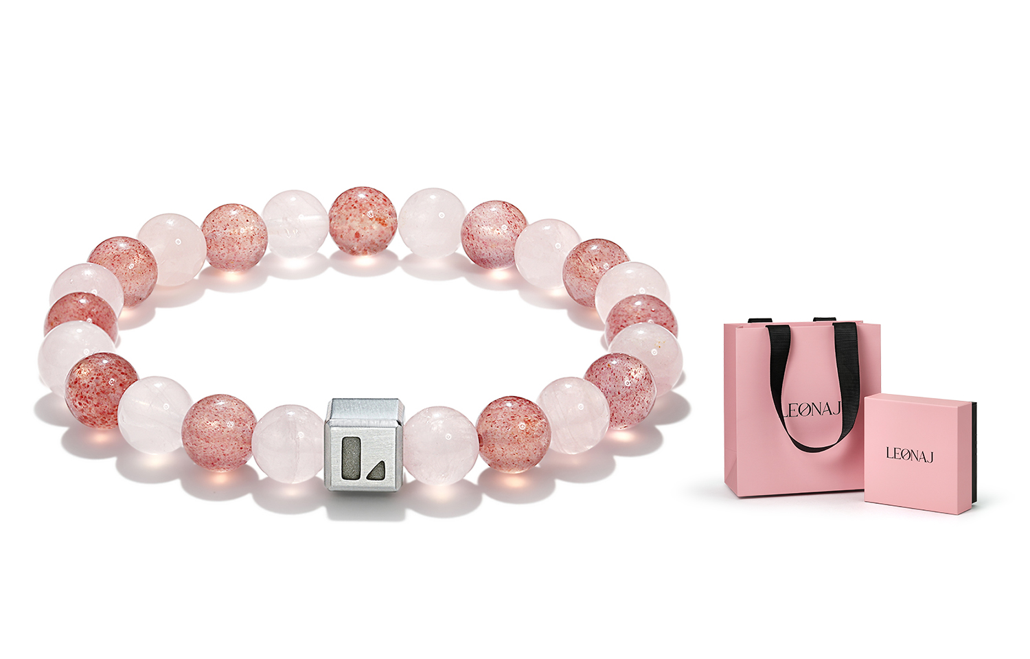 

LEONAJ Браслеты из клубничного кварца унисекс Black White Gothic