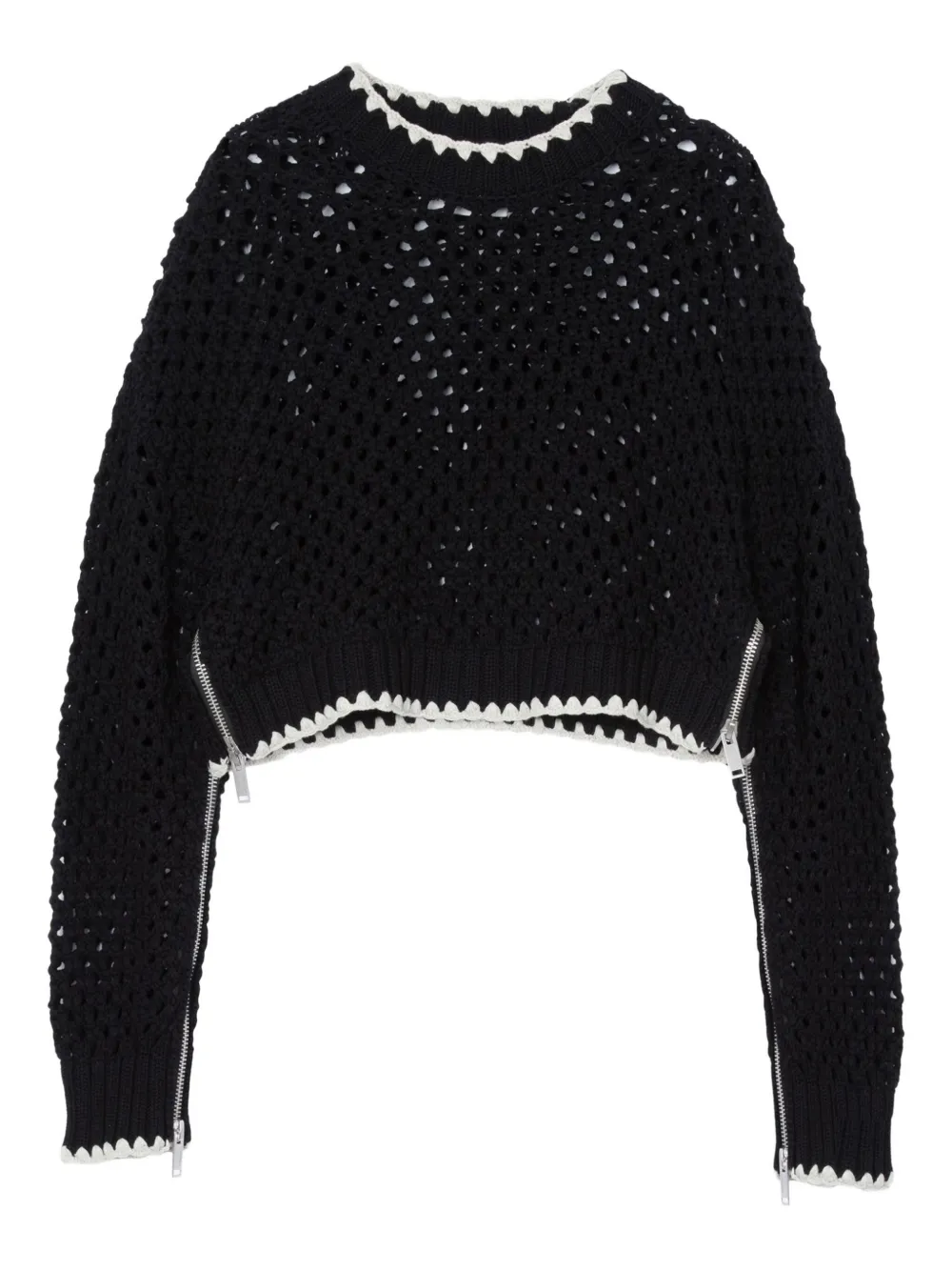 

Свитер с молнией на манжетах, связанный крючком 3.1 Phillip Lim, черный