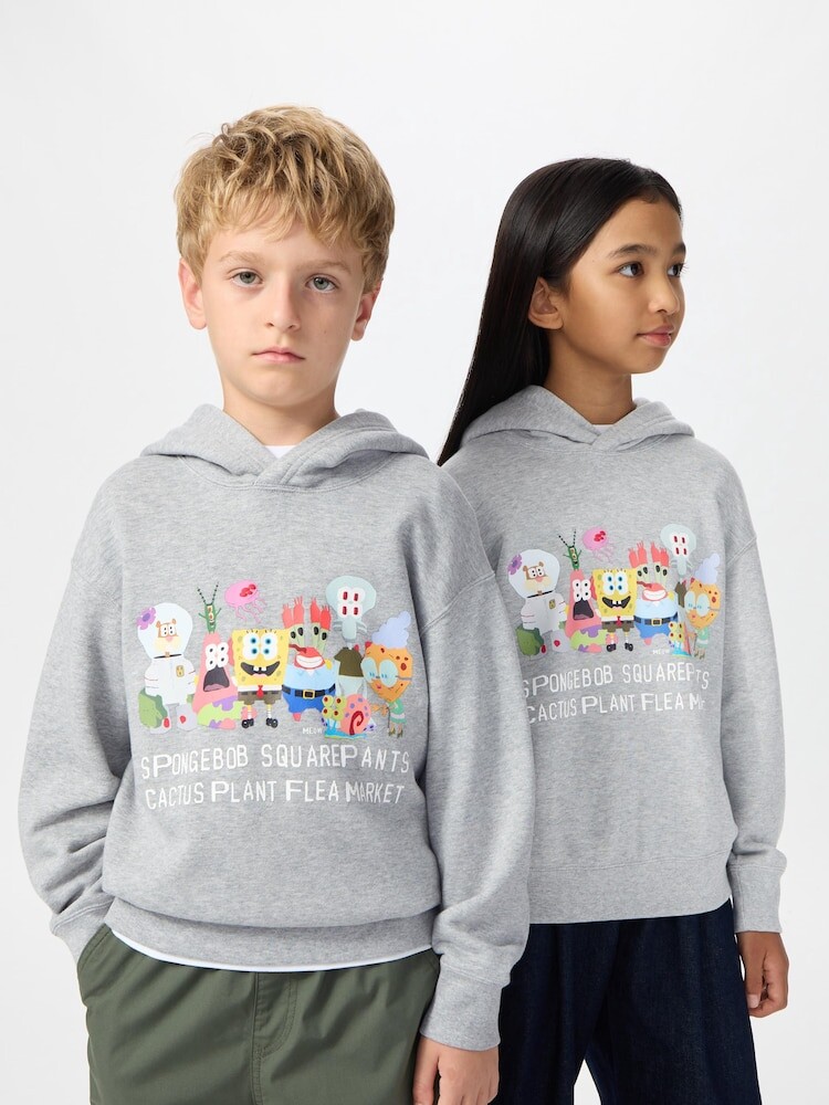 

Толстовка с капюшоном spongebob squarepants Uniqlo, цвет 03 серый