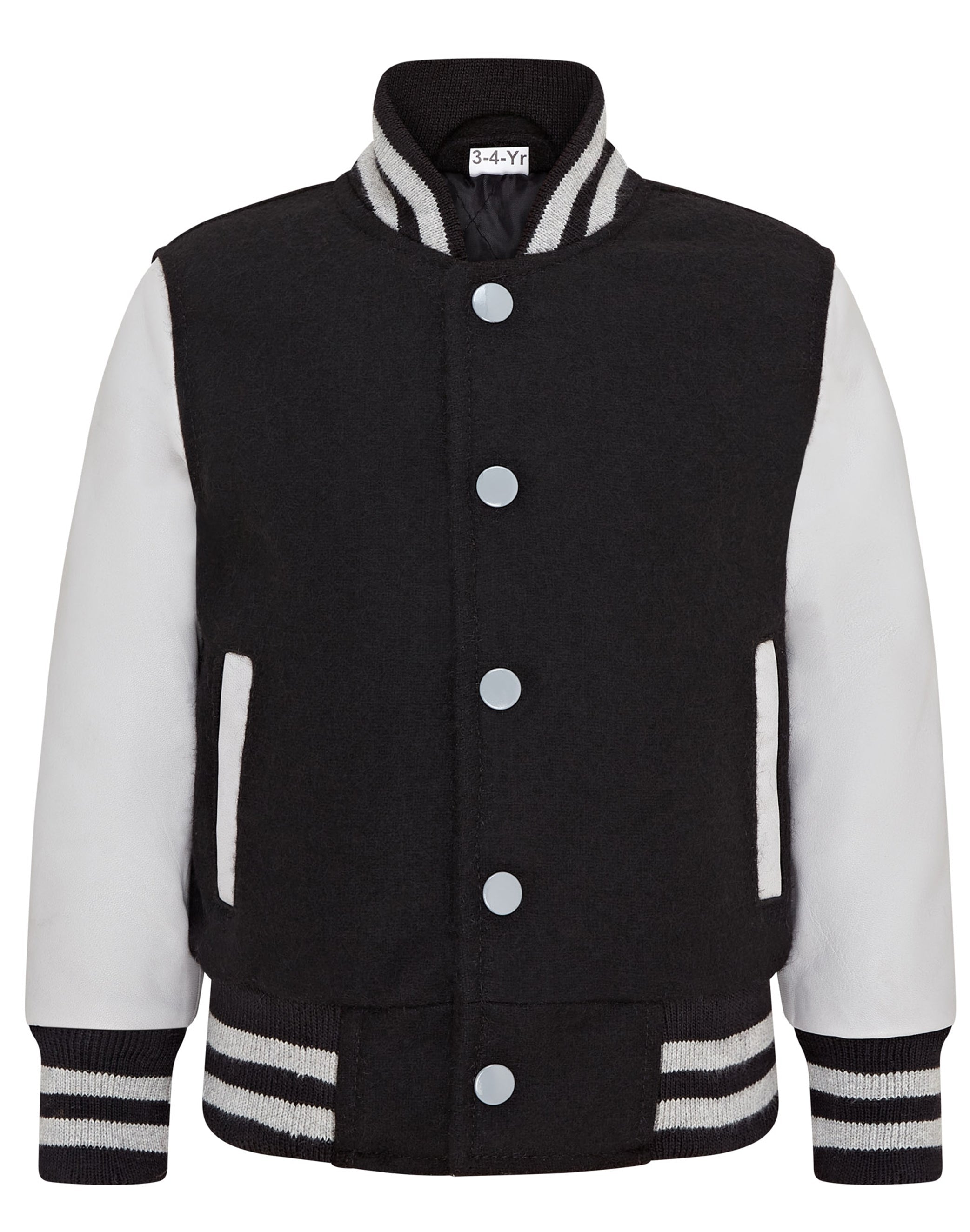 

Детская шерстяная бейсбольная куртка с кожаными рукавами 3-13 лет Infinity Junior, черный