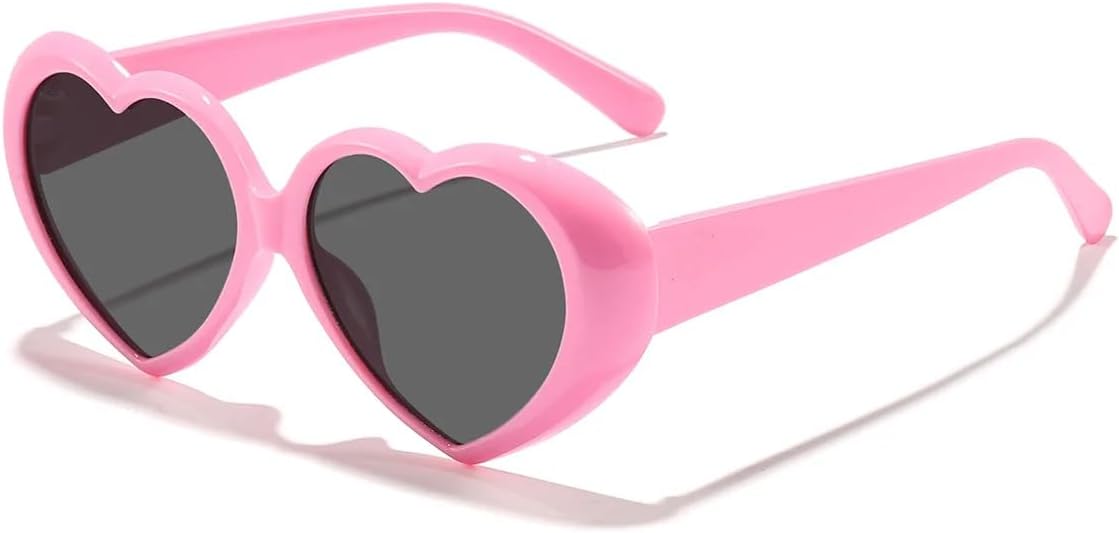 

Солнцезащитные очки для мужчин и женщин - защита UV400 - маленькая оправа с цветными линзами в форме сердечка, для занятий спортом на открытом воздухе и вождения DSVIGF, Pink