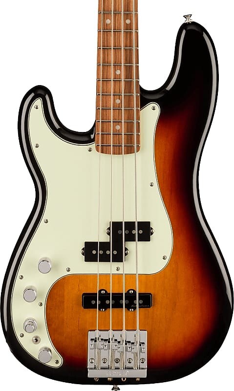 

Басс гитара Fender Player Plus Precision Electric Bass. Left-Hand, Pau Ferro Fingerboard, 3-Color Sunburst