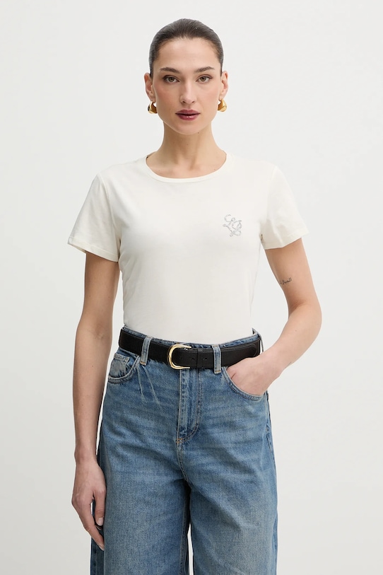 

Хлопковая футболка Liu Jo, бежевый