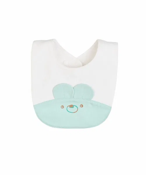 Комплект из длинного боди и слюнявчика moimoln Bear Cotton Double Face, 2 предмета, офф-белый — фото 4
