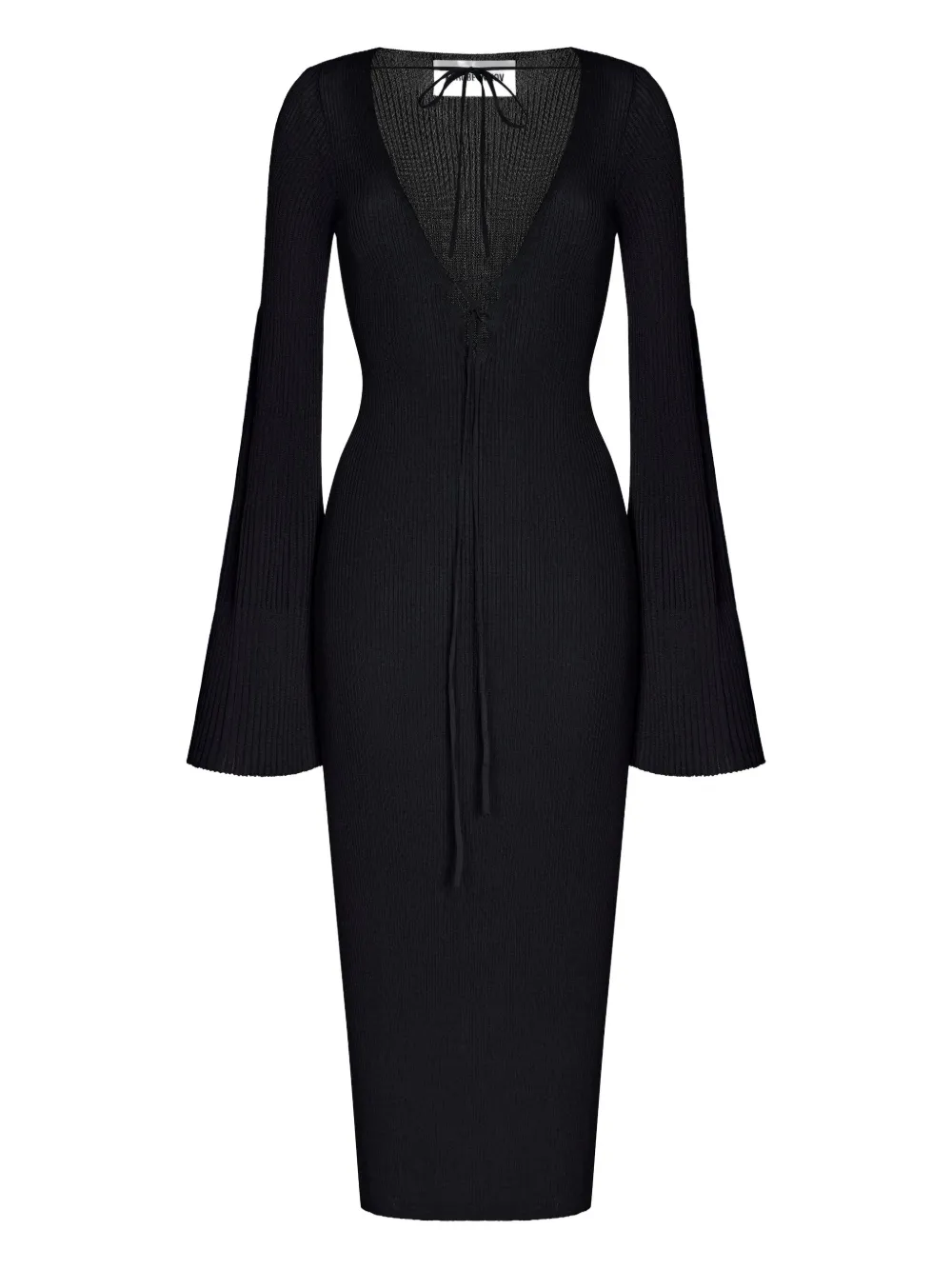 

Платье миди с расклешенными рукавами и шнуровкой KOROBEYNIKOV, черный