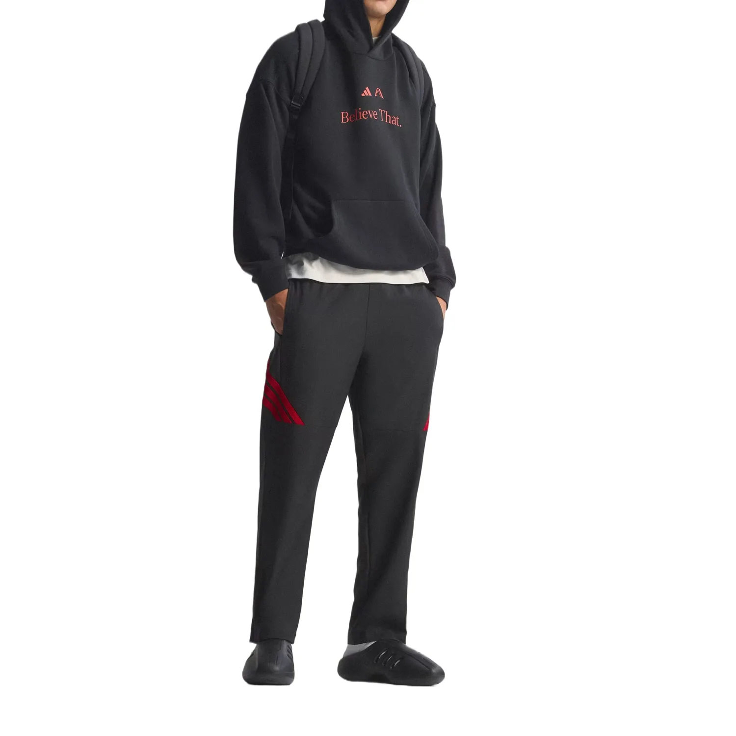 Climacool Knitted Sweatpants мужские Adidas, черный/pure gemstone красный — фото 3