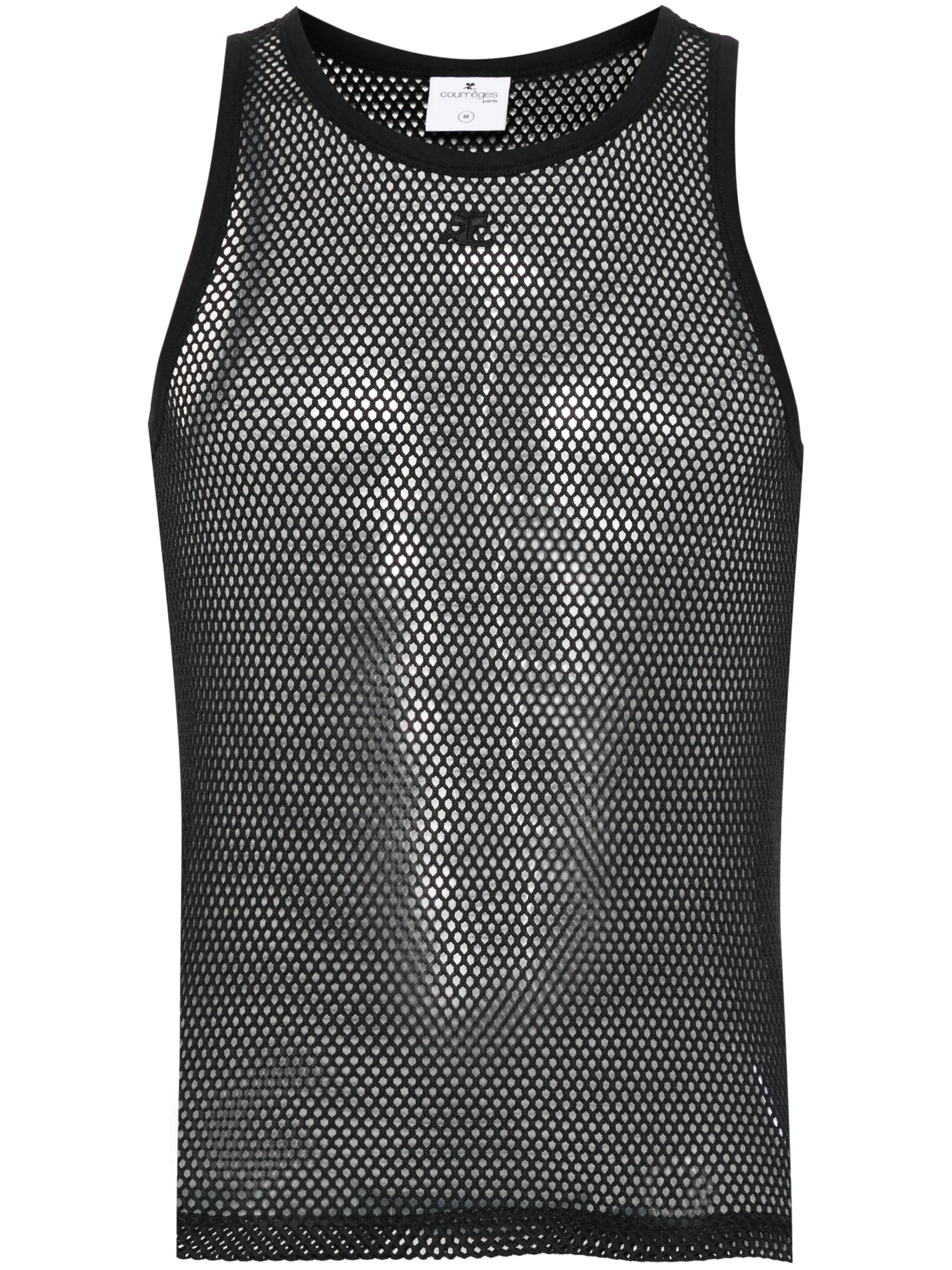 

Сетчатый топ с нашивкой-логотипом Courrèges, черный