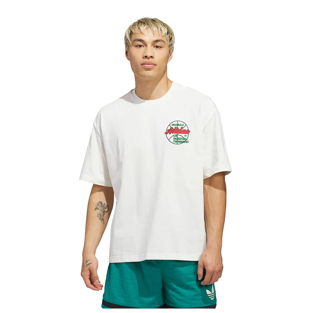 

Футболка с коротким рукавом adidas Originals Originals с графическим принтом баскетбольного турнира, белый