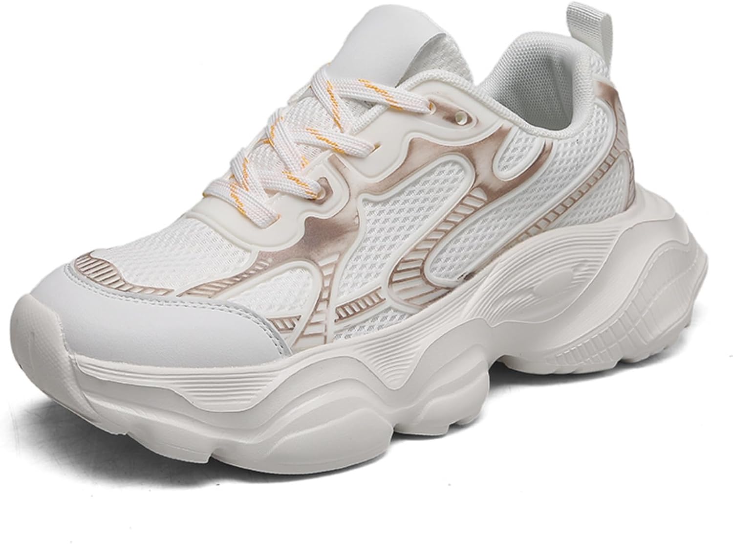 

Мужские кроссовки Boaobaihuo с дышащей сеткой, шнуровкой и массивной подошвой, повседневные мягкие нескользящие спортивные обувь для прогулок, тенниса и бега, бежевый