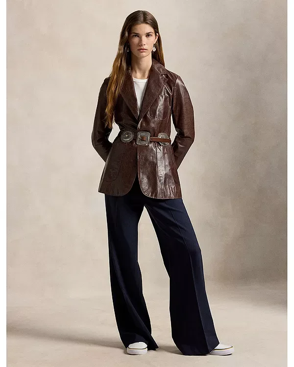 Эластичные шерстяные брюки-бичтон Ralph Lauren, Navy — фото 2
