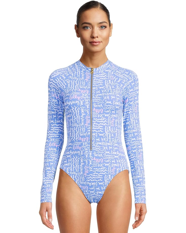 

Купальник Lilly Pulitzer Randee Rashguard One-Piece, цвет Sunwashed Blue Seacrets