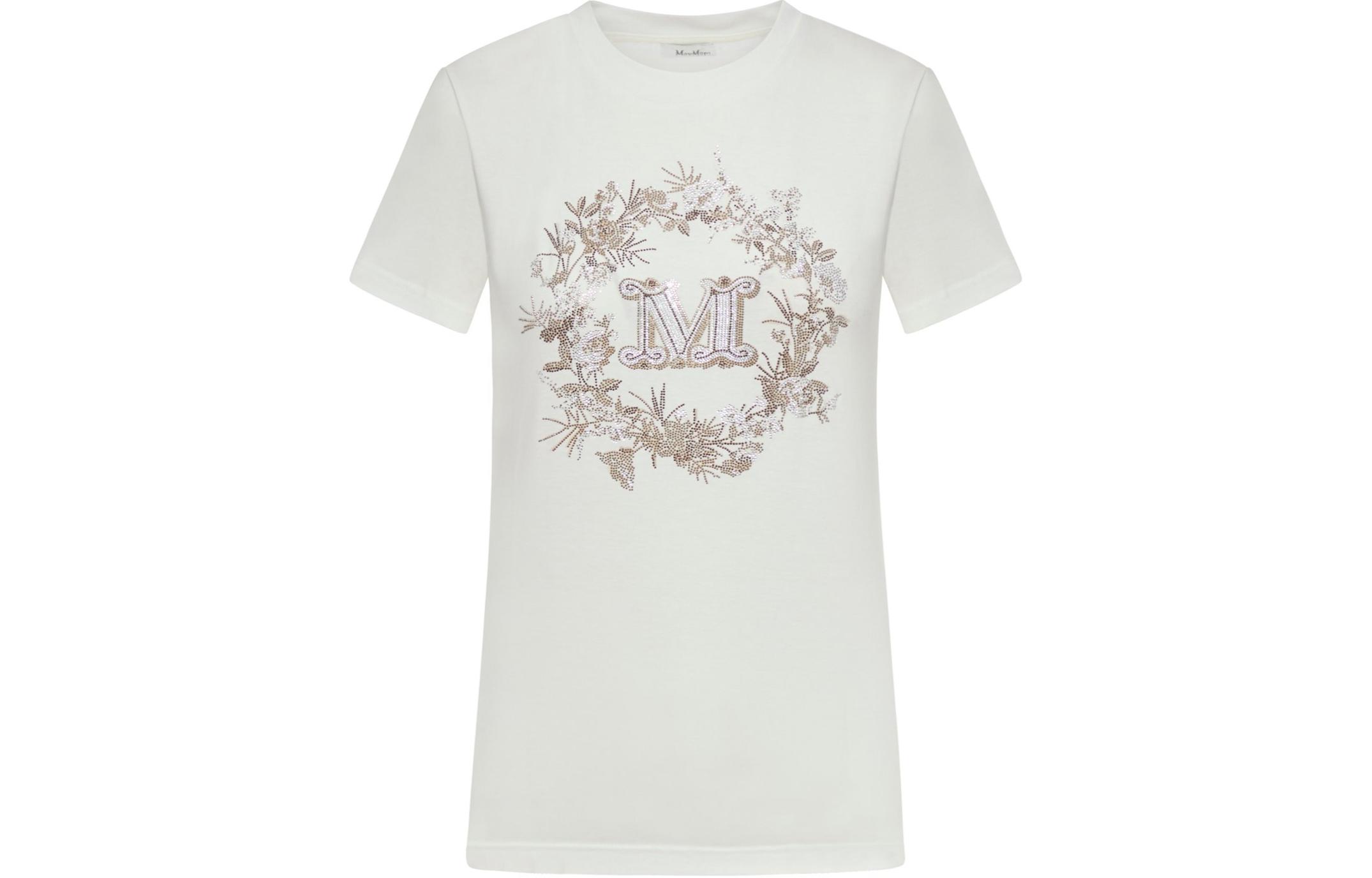 

Футболка из хлопка с отделкой стразами Max Mara MaxMara, белый