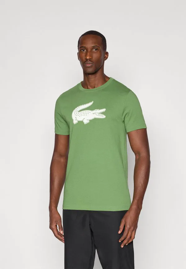 Спортивная футболка Lacoste Sport с большим логотипом, быстросохнущая, Lambs Lettuce/белый