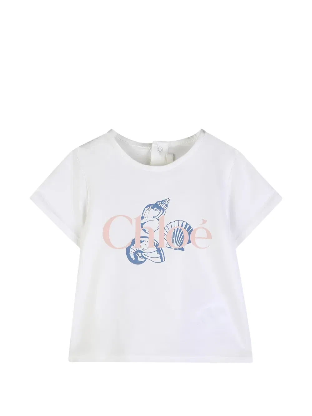 Футболка с логотипом и принтом из ракушек Chloé Kids, белый