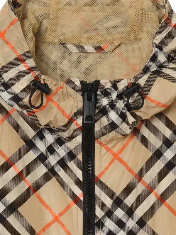 Куртка Burberry Нейлоновая с капюшоном в клетку, песочно-бежевая — фото 2