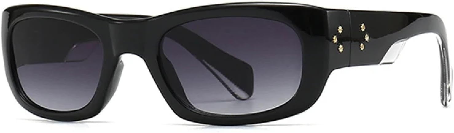 

Солнцезащитные очки в стиле панк с прямоугольными заклепками для мужчин, винтажные женские солнцезащитные очки с защитой от УФ-излучения UV400 TVTBBVV, Black Gray Gradient