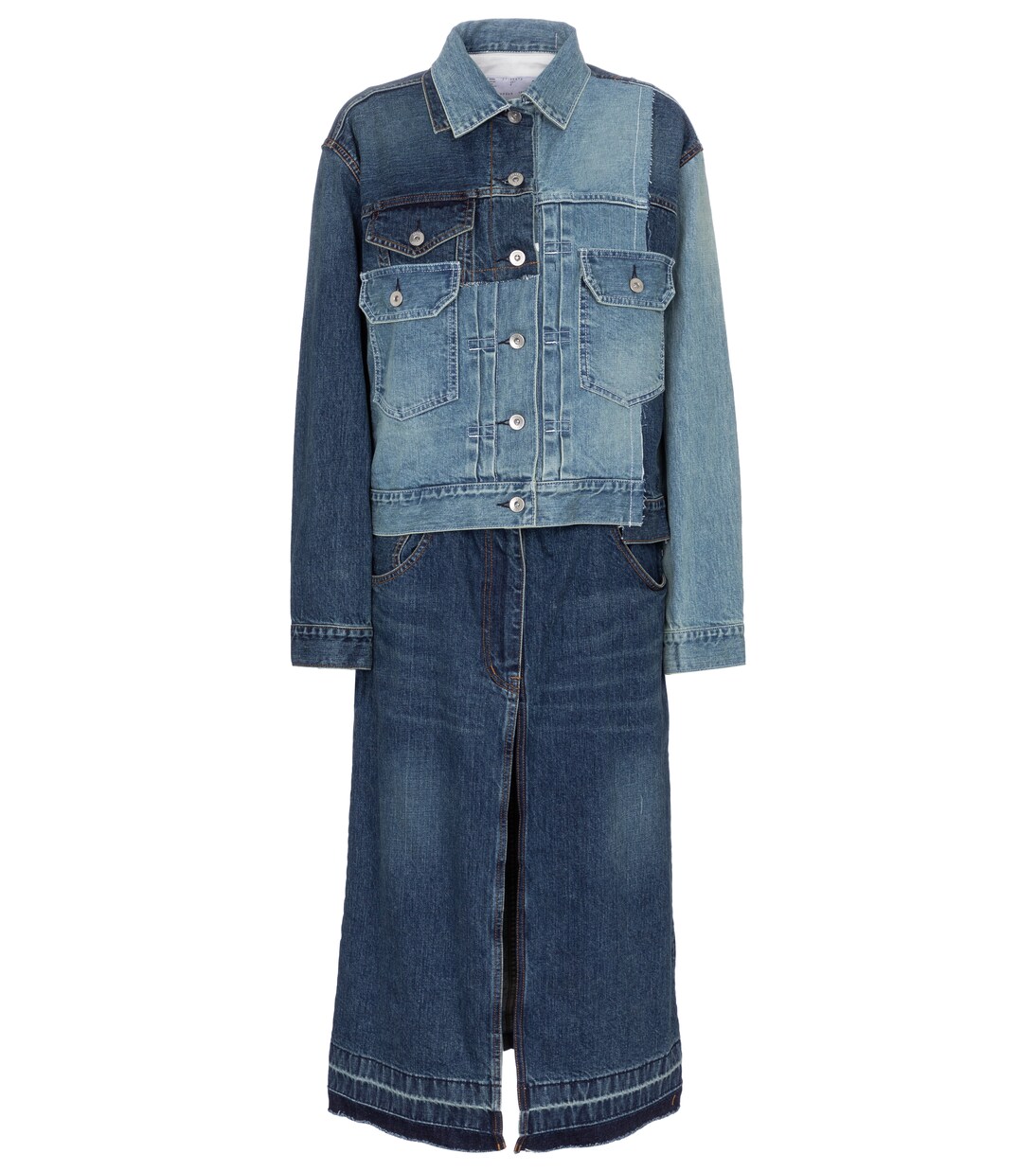 

Деконструированная джинсовая куртка Sacai, синий