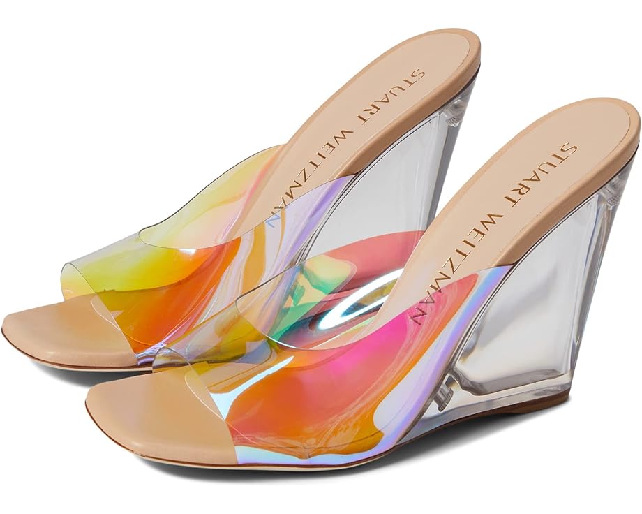 

Туфли Stuart Weitzman Tia 100 Lucite Wedge, цвет Aurora/Adobe