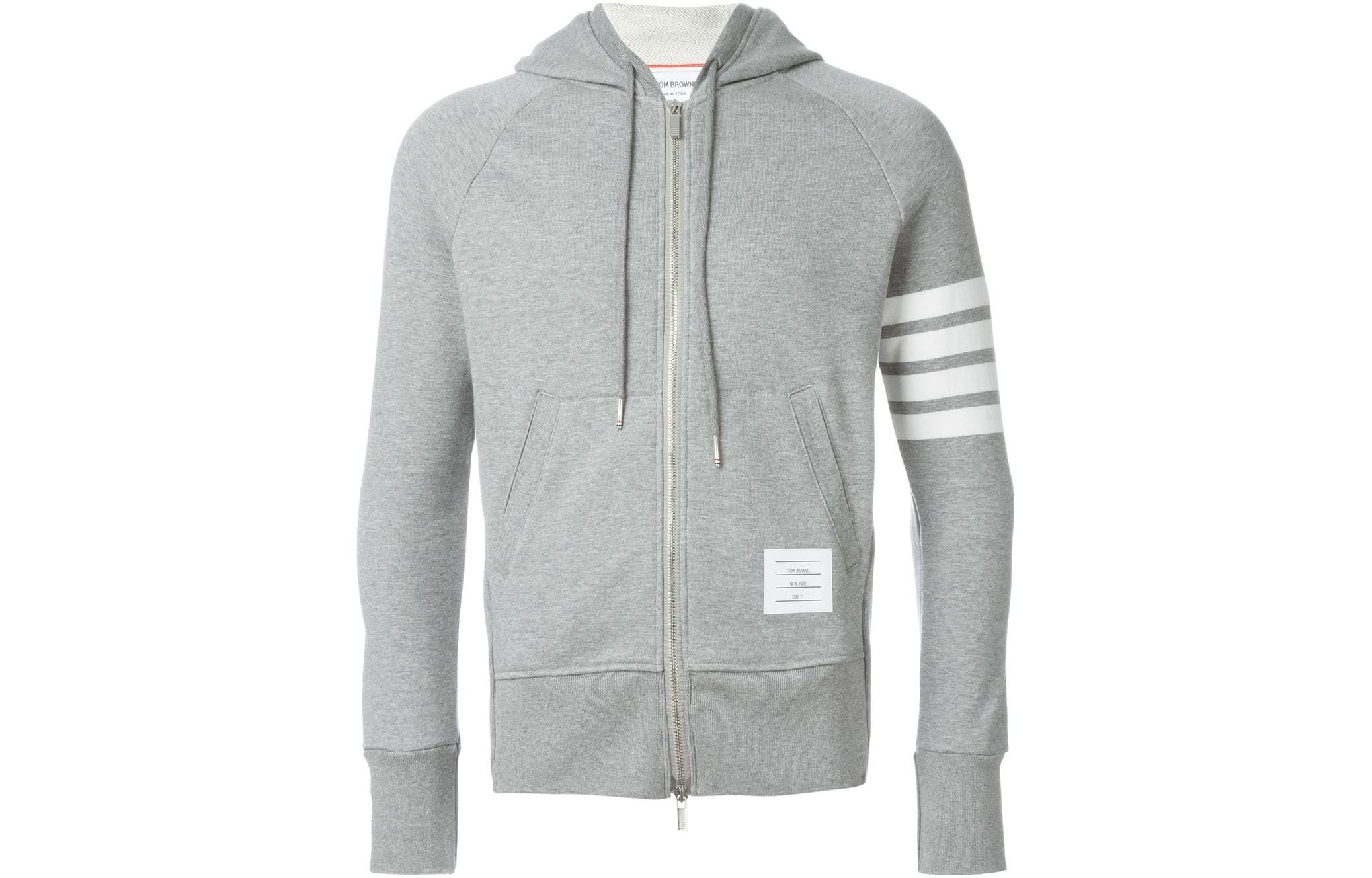 

THOM BROWNE Классический худи с молнией на четырех полосах, Gray