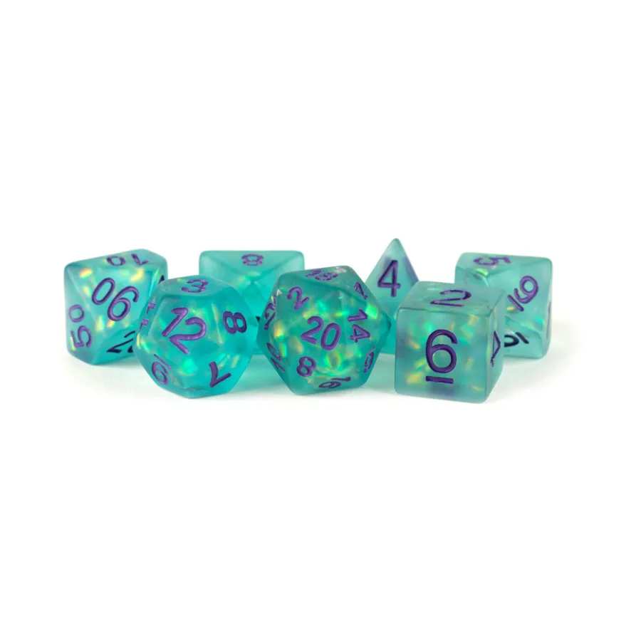 

Комплект Poly Set Бирюзовый с фиолетовым (7), Resin Dice - Icy Opal