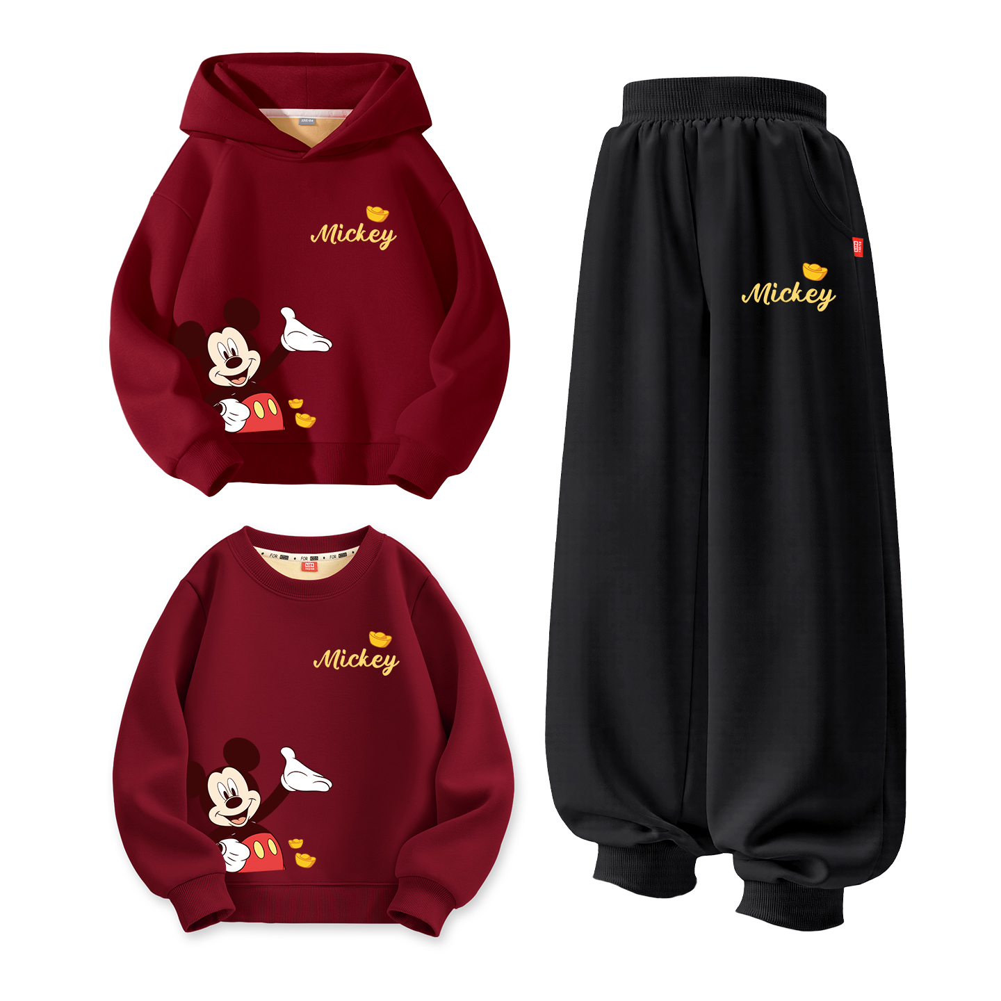 Детский костюм Tang с круглым вырезом и толстым воротником Disney, [thickened and fleece-lined]dich star бордовый+dich celebration темно-синий +dich star бордовый — фото 3