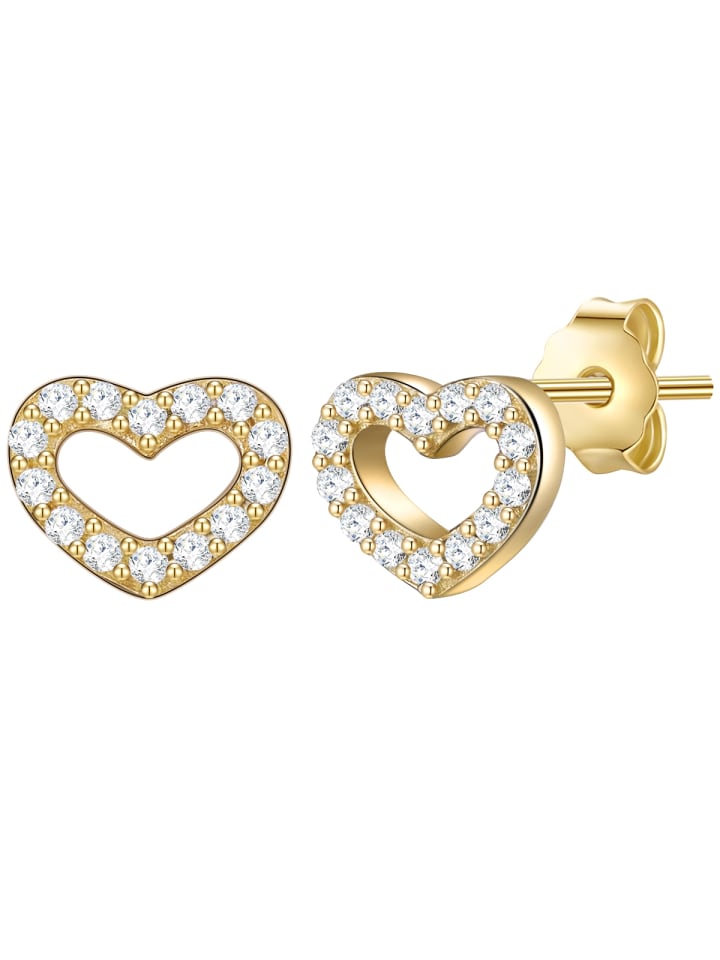 

Lulu & Jane Серьги в форме сердца из латуни с кубическим цирконием в оправе из желтого золота