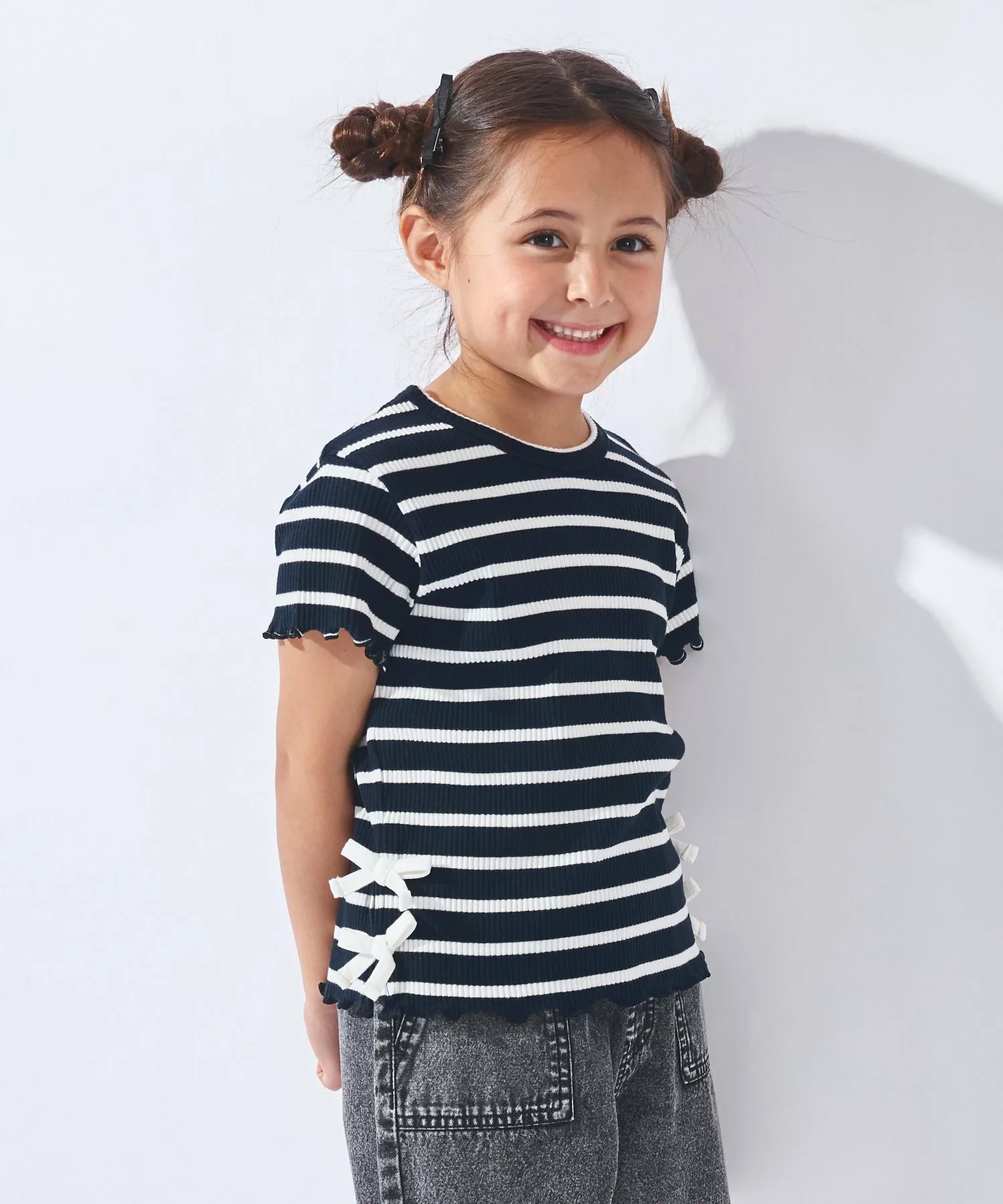 Футболка Верхняя часть с боковой лентой Ever Closet, Navy stripes