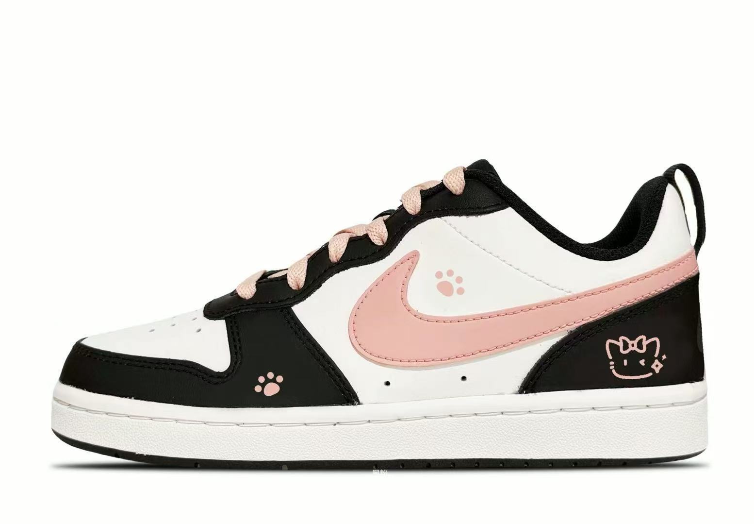 

Nike Court Borough Black Pink устойчивые к истиранию детские скейтбординг кроссовки unisex